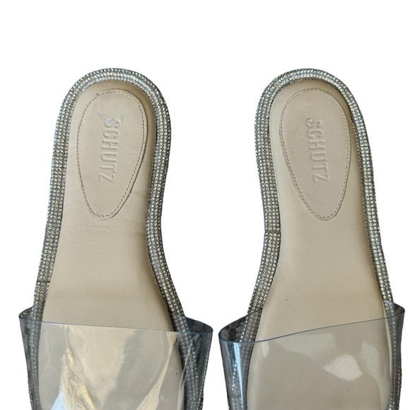 Schutz - Alcina Clear Strap Rhinestone Sandals Sz 8.5 - Picture 4 of 11